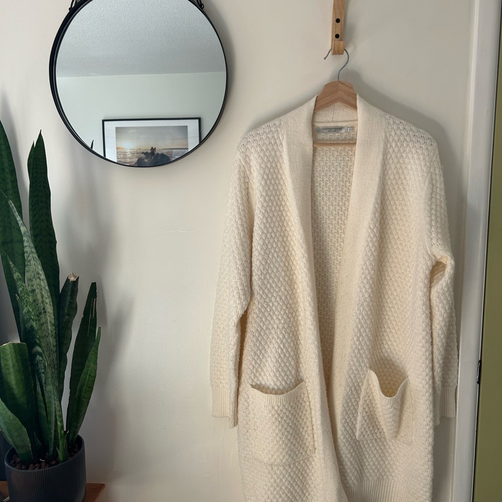 Simons Contemporaine - Open-Front Textured Knit Long Cardigan